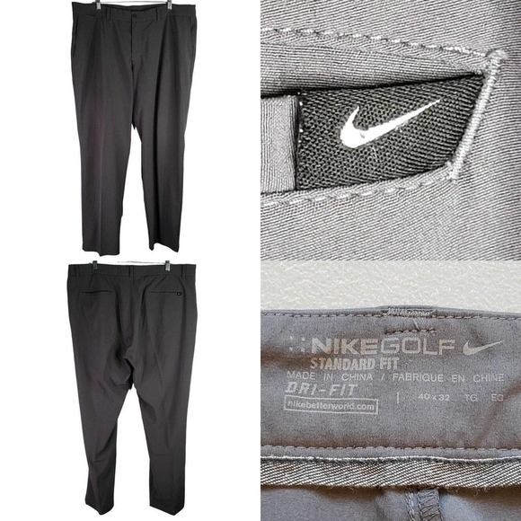 Nike Golf Pants Mens Size 40X32 Dark Gray Flat Front Dri-Fit Performance Modern - Picture 1 of 11